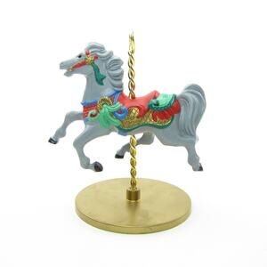 Hallmark Holly Christmas Carousel Horse Keepsake Ornament Vintage 1989
